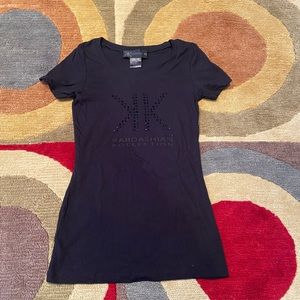 10 for $15 Kardashian Collection Black Rhinestone Logo Graphic T Shirt Top XS